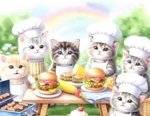 cats having a nice bbq